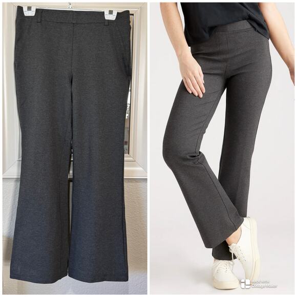 Quince Ultra-Stretch Ponte Bootcut Pants Charcoal Medium Petite Gray EUC - Picture 1 of 16